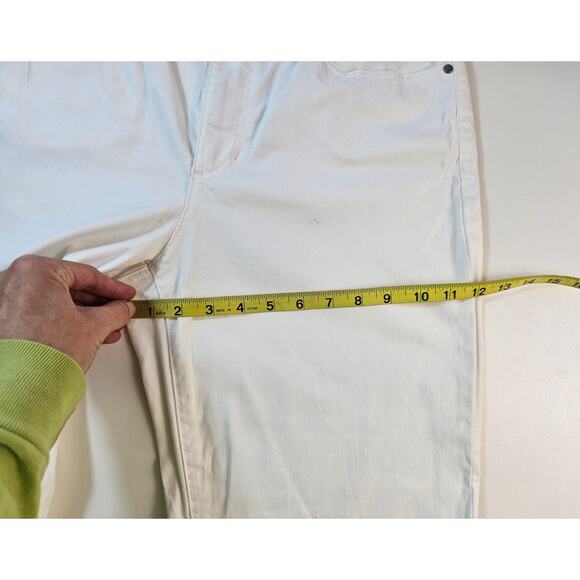 Eileen fisher sz 12 organic cotton blend cropped white unbleached jeans casual - Picture 9 of 10